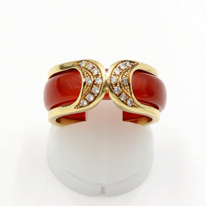 K18メノウダイヤリング　D0.12ct　メノウリング3種(黒・赤・緑)　サイズ13号　重量5.00ｇ(メノウリングを除き・ダイヤの重量含む)　レディース(中古)