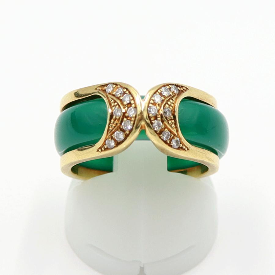 K18メノウダイヤリング　D0.12ct　メノウリング3種(黒・赤・緑)　サイズ13号　重量5.00ｇ(メノウリングを除き・ダイヤの重量含む)　レディース(中古)