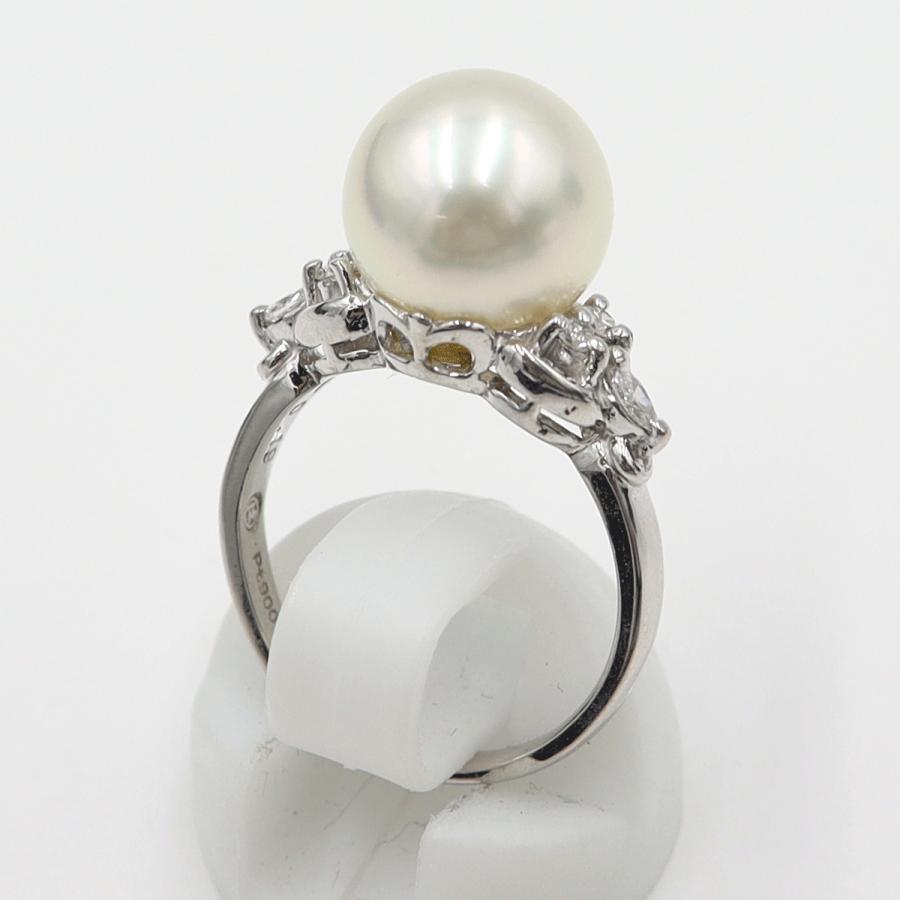 Pt900パールダイヤリング P10.5mm D0.19ct リングサイズ10号 　重量6.40ｇ(石の重量含む)(中古)