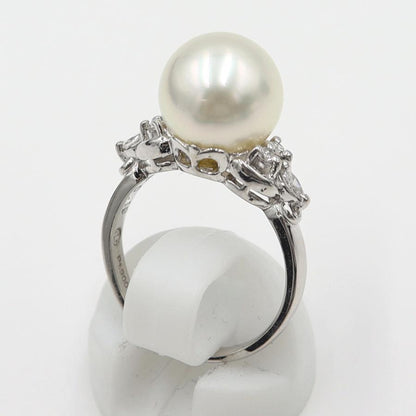 Pt900パールダイヤリング P10.5mm D0.19ct リングサイズ10号 　重量6.40ｇ(石の重量含む)(中古)