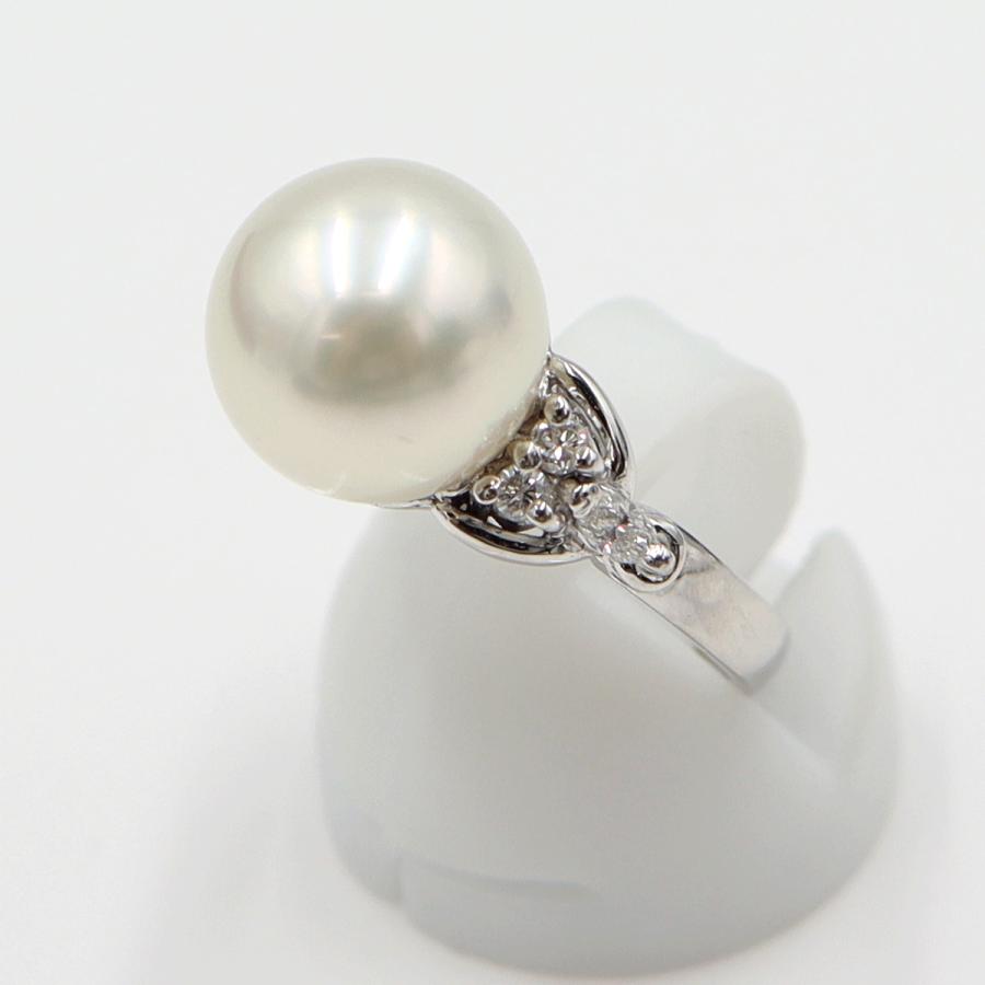 Pt900パールダイヤリング P10.5mm D0.19ct リングサイズ10号 　重量6.40ｇ(石の重量含む)(中古)