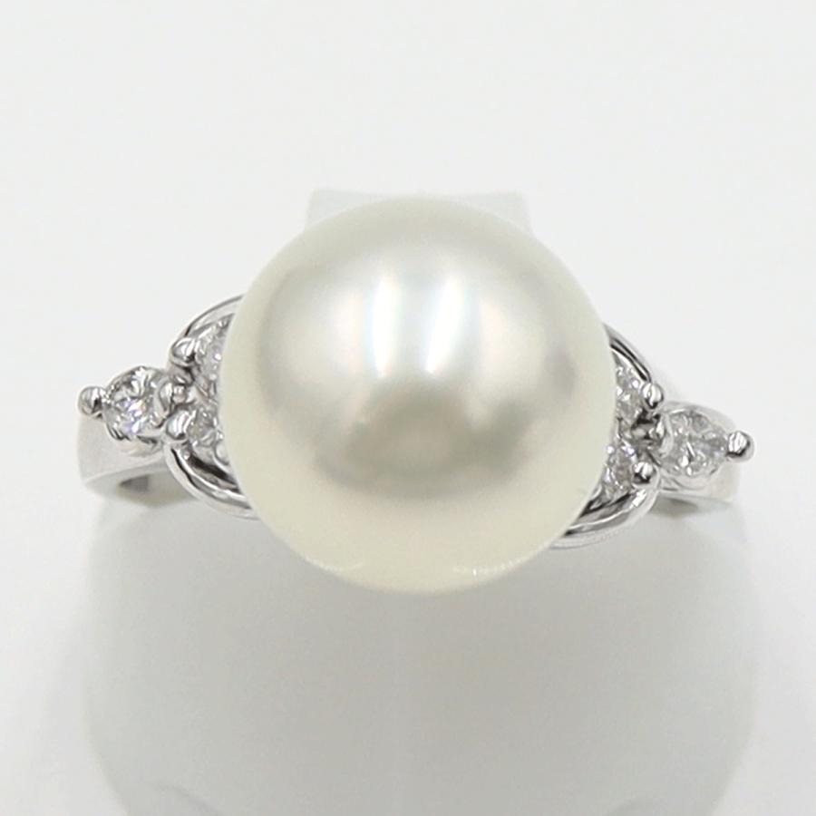 Pt900パールダイヤリング P10.5mm D0.19ct リングサイズ10号 　重量6.40ｇ(石の重量含む)(中古)