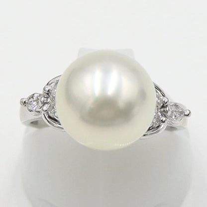 Pt900パールダイヤリング P10.5mm D0.19ct リングサイズ10号 　重量6.40ｇ(石の重量含む)(中古)