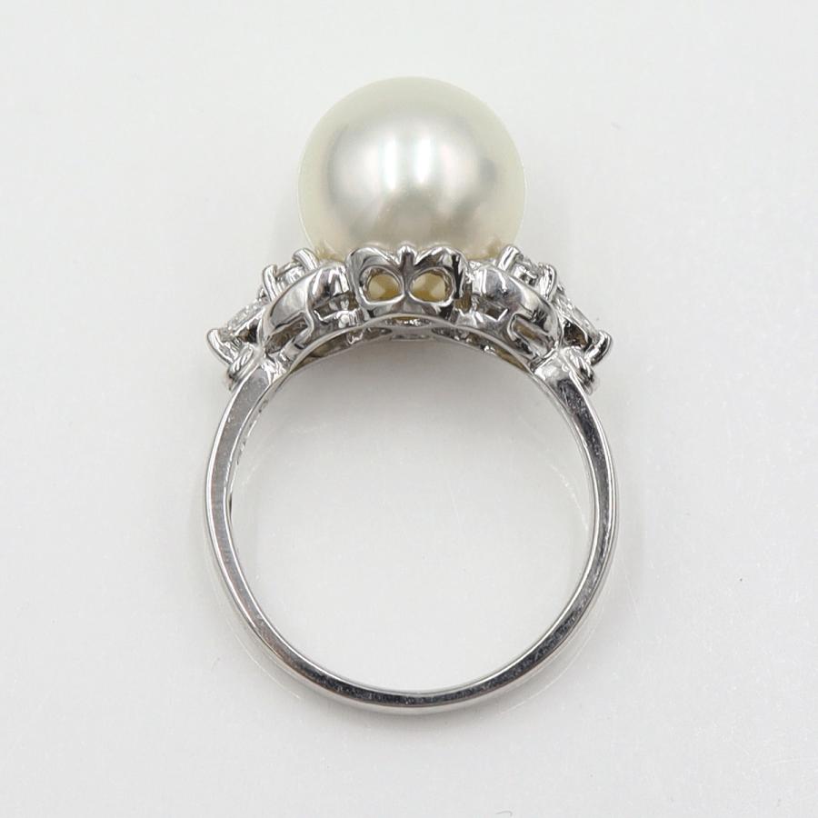 Pt900パールダイヤリング P10.5mm D0.19ct リングサイズ10号 　重量6.40ｇ(石の重量含む)(中古)