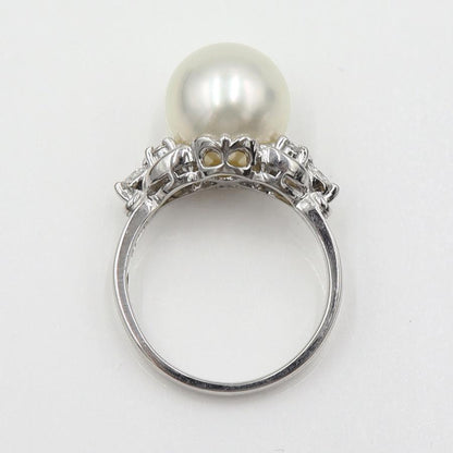 Pt900パールダイヤリング P10.5mm D0.19ct リングサイズ10号 　重量6.40ｇ(石の重量含む)(中古)