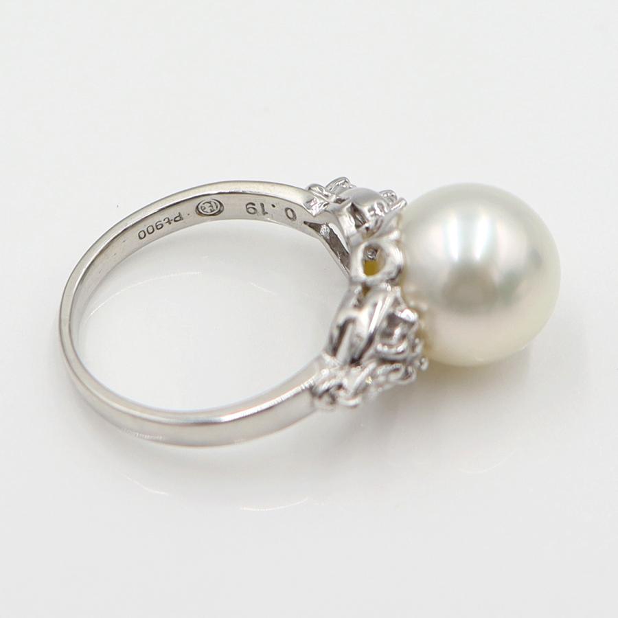 Pt900パールダイヤリング P10.5mm D0.19ct リングサイズ10号 　重量6.40ｇ(石の重量含む)(中古)