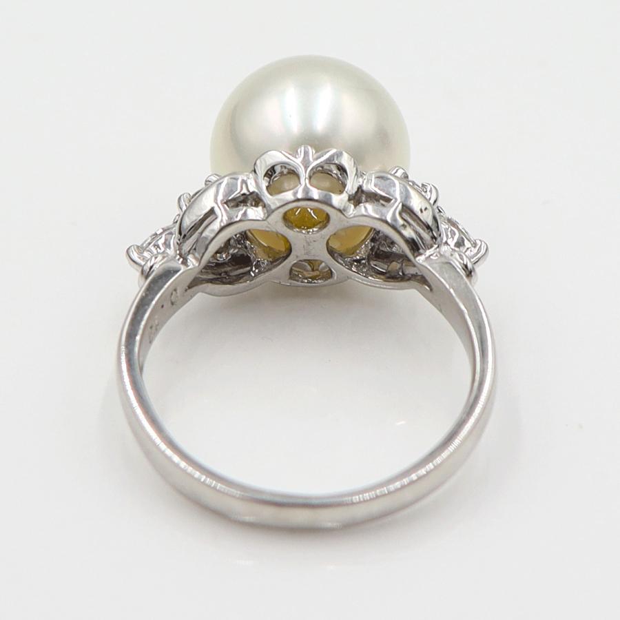 Pt900パールダイヤリング P10.5mm D0.19ct リングサイズ10号 　重量6.40ｇ(石の重量含む)(中古)