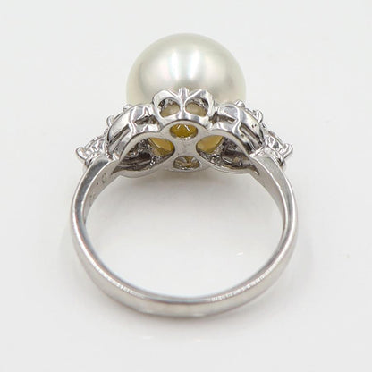 Pt900パールダイヤリング P10.5mm D0.19ct リングサイズ10号 　重量6.40ｇ(石の重量含む)(中古)