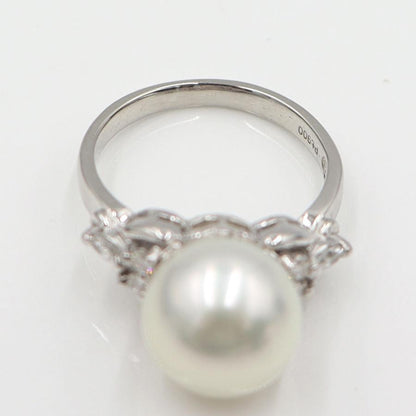 Pt900パールダイヤリング P10.5mm D0.19ct リングサイズ10号 　重量6.40ｇ(石の重量含む)(中古)