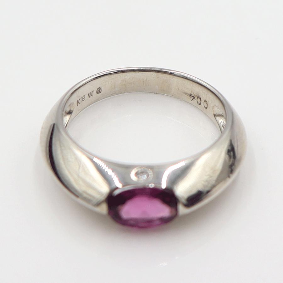 K18WGアメジストリング　D0.04ct　サイズ12号　重量4.63ｇ(石の重量含む) レディース (中古)