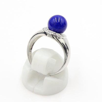 Pt900ラピスラズリリング　8mm　D0.04ct　サイズ12号　重量6.02ｇ(石の重量含む)　レディース(中古)