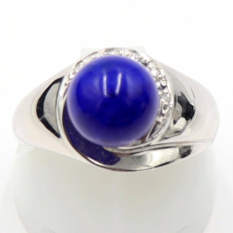 Pt900ラピスラズリリング　8mm　D0.04ct　サイズ12号　重量6.02ｇ(石の重量含む)　レディース(中古)