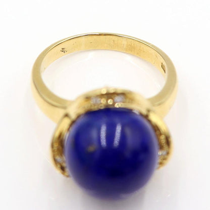 K18ラピスラズリダイヤリング　12mm　D0.04ct　サイズ14号　重量7.70ｇ(石の重量含む)　レディース(中古)