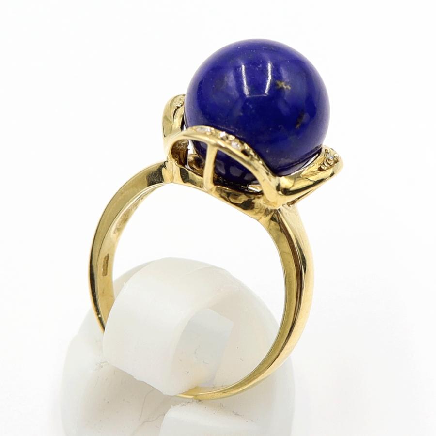 K18ラピスラズリダイヤリング　12mm　D0.04ct　サイズ14号　重量7.70ｇ(石の重量含む)　レディース(中古)