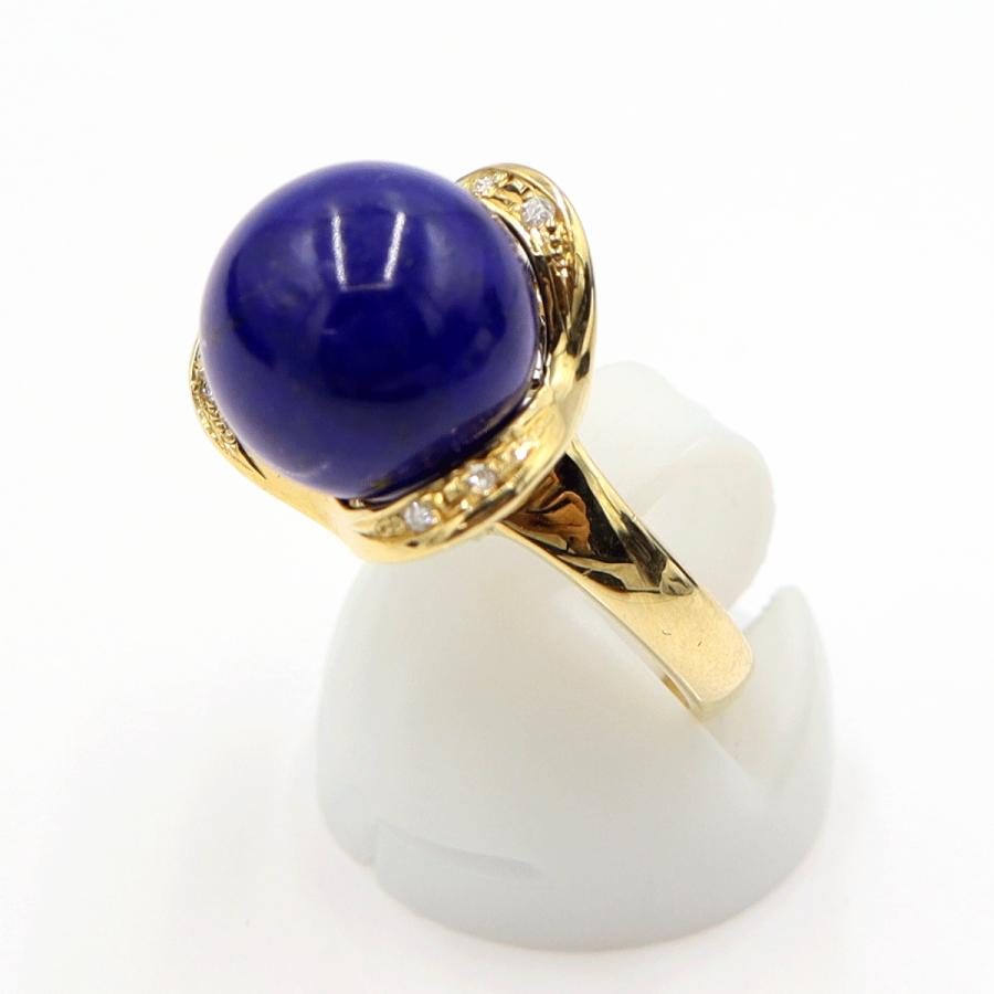 K18ラピスラズリダイヤリング　12mm　D0.04ct　サイズ14号　重量7.70ｇ(石の重量含む)　レディース(中古)