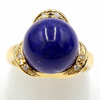 K18ラピスラズリダイヤリング　12mm　D0.04ct　サイズ14号　重量7.70ｇ(石の重量含む)　レディース(中古)