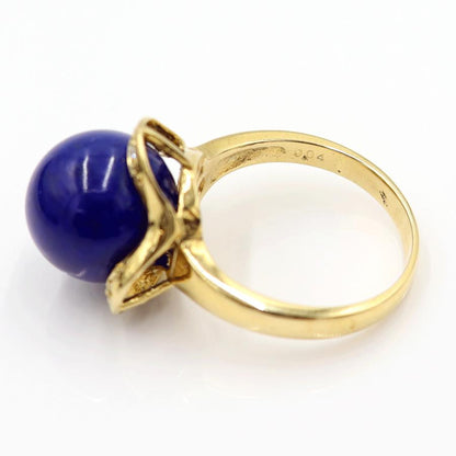 K18ラピスラズリダイヤリング　12mm　D0.04ct　サイズ14号　重量7.70ｇ(石の重量含む)　レディース(中古)