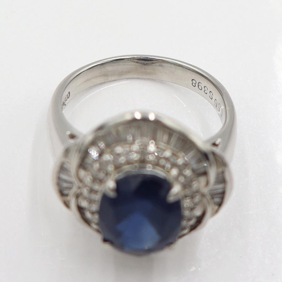 Pt900サファイアリング　S3.98ct　D0.86ct　リングサイズ12号　重量9.94ｇ(石の重量含む)　レディース(中古)
