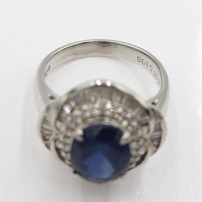 Pt900サファイアリング　S3.98ct　D0.86ct　リングサイズ12号　重量9.94ｇ(石の重量含む)　レディース(中古)