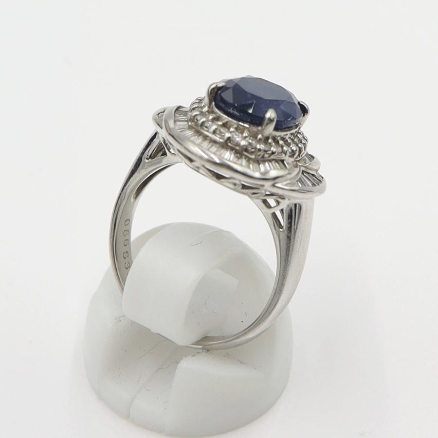 Pt900サファイアリング　S3.98ct　D0.86ct　リングサイズ12号　重量9.94ｇ(石の重量含む)　レディース(中古)