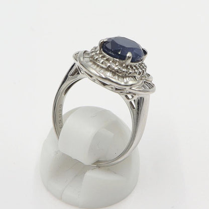 Pt900サファイアリング　S3.98ct　D0.86ct　リングサイズ12号　重量9.94ｇ(石の重量含む)　レディース(中古)