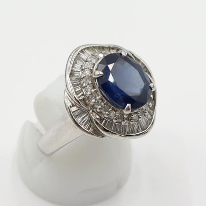 Pt900サファイアリング　S3.98ct　D0.86ct　リングサイズ12号　重量9.94ｇ(石の重量含む)　レディース(中古)