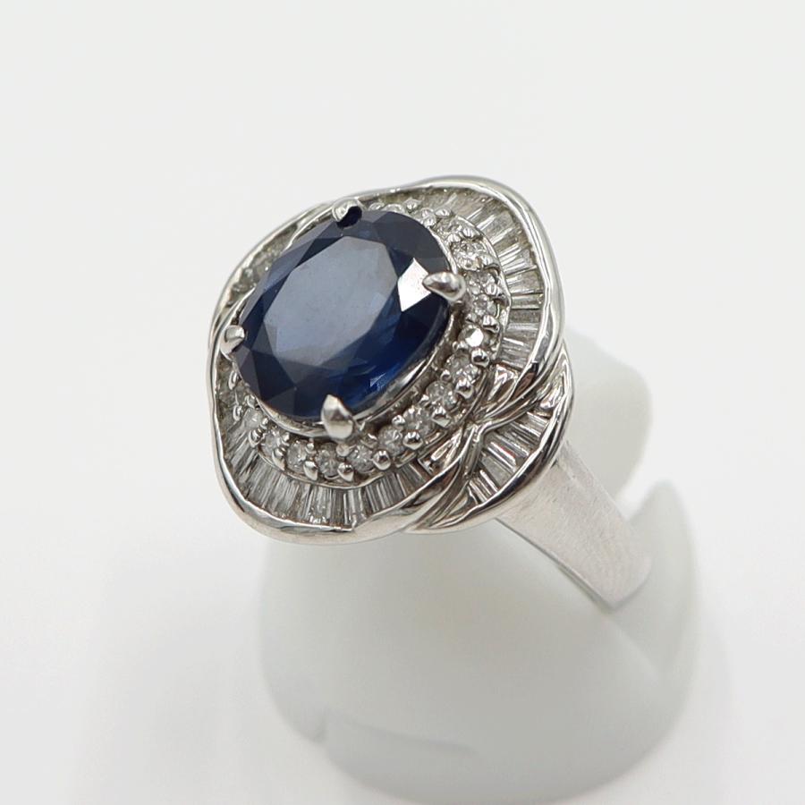 Pt900サファイアリング　S3.98ct　D0.86ct　リングサイズ12号　重量9.94ｇ(石の重量含む)　レディース(中古)