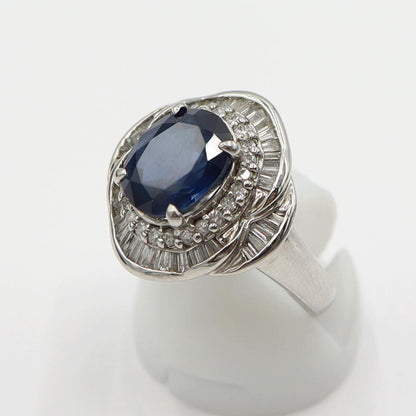 Pt900サファイアリング　S3.98ct　D0.86ct　リングサイズ12号　重量9.94ｇ(石の重量含む)　レディース(中古)