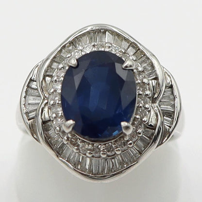 Pt900サファイアリング　S3.98ct　D0.86ct　リングサイズ12号　重量9.94ｇ(石の重量含む)　レディース(中古)