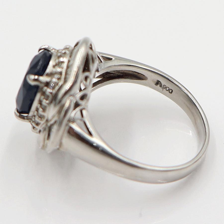 Pt900サファイアリング　S3.98ct　D0.86ct　リングサイズ12号　重量9.94ｇ(石の重量含む)　レディース(中古)