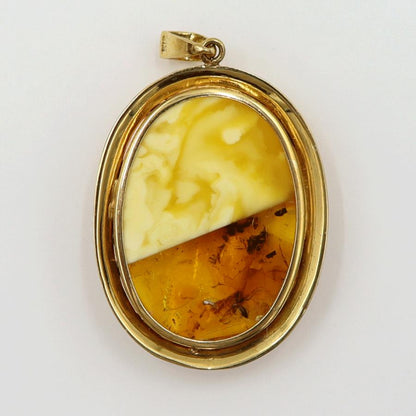 K18枠コハクペンダント　虫入りコハク　重量4.34ｇ(石の重量含む)　レディース（中古）