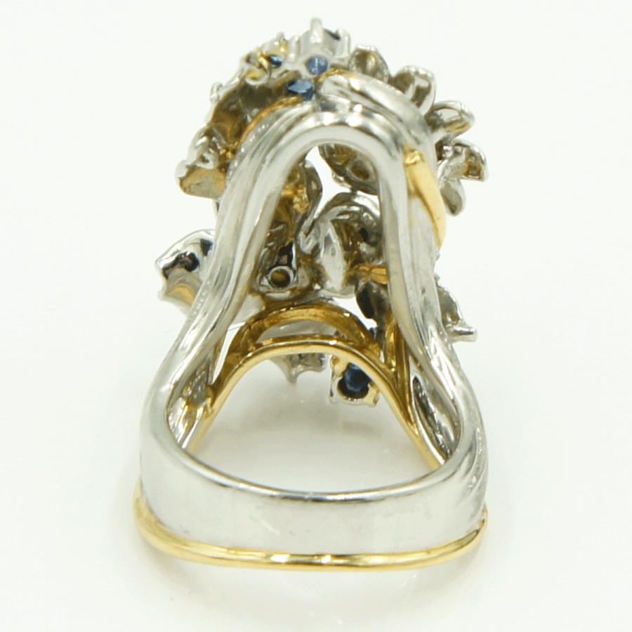 石川暢子(イシカワ ノブコ)Pt900/K18マルチ石リング　「フラワー」D0.27ct　リングサイズ13号　重量22.15ｇ(石の重量含む)　レディース（中古）