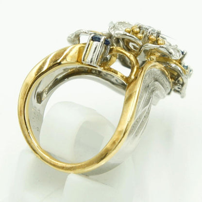 石川暢子(イシカワ ノブコ)Pt900/K18マルチ石リング　「フラワー」D0.27ct　リングサイズ13号　重量22.15ｇ(石の重量含む)　レディース（中古）