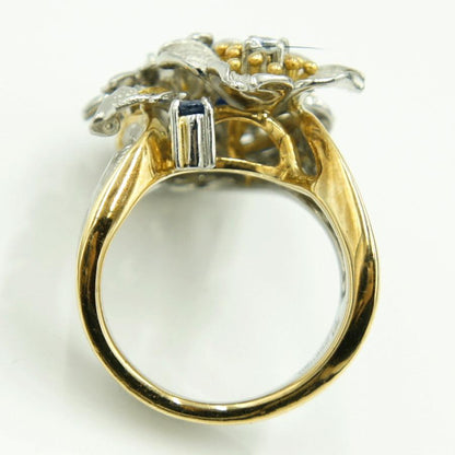 石川暢子(イシカワ ノブコ)Pt900/K18マルチ石リング　「フラワー」D0.27ct　リングサイズ13号　重量22.15ｇ(石の重量含む)　レディース（中古）