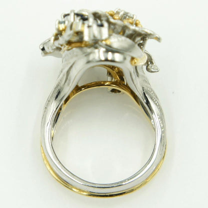 石川暢子(イシカワ ノブコ)Pt900/K18マルチ石リング　「フラワー」D0.27ct　リングサイズ13号　重量22.15ｇ(石の重量含む)　レディース（中古）