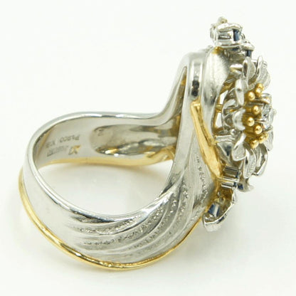 石川暢子(イシカワ ノブコ)Pt900/K18マルチ石リング　「フラワー」D0.27ct　リングサイズ13号　重量22.15ｇ(石の重量含む)　レディース（中古）