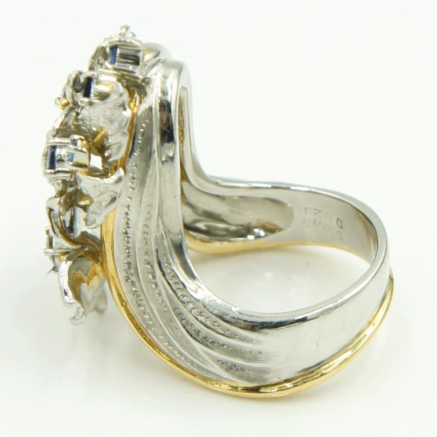 石川暢子(イシカワ ノブコ)Pt900/K18マルチ石リング　「フラワー」D0.27ct　リングサイズ13号　重量22.15ｇ(石の重量含む)　レディース（中古）