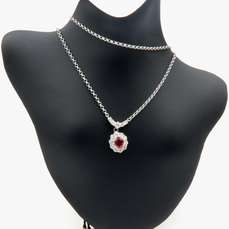 Pt900/Pt850ルビーネックレス　R1.04ct　D0.93ct　ネックレス長さ40cm　重量8.31ｇ(石の重量含む)　レディース（中古）