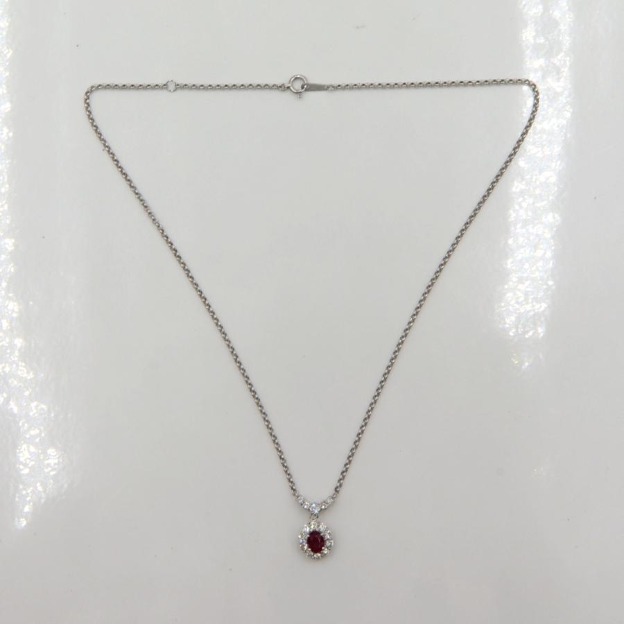 Pt900/Pt850ルビーネックレス　R1.04ct　D0.93ct　ネックレス長さ40cm　重量8.31ｇ(石の重量含む)　レディース（中古）