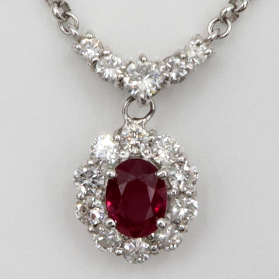 Pt900/Pt850ルビーネックレス　R1.04ct　D0.93ct　ネックレス長さ40cm　重量8.31ｇ(石の重量含む)　レディース（中古）
