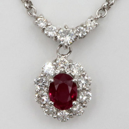 Pt900/Pt850ルビーネックレス　R1.04ct　D0.93ct　ネックレス長さ40cm　重量8.31ｇ(石の重量含む)　レディース（中古）