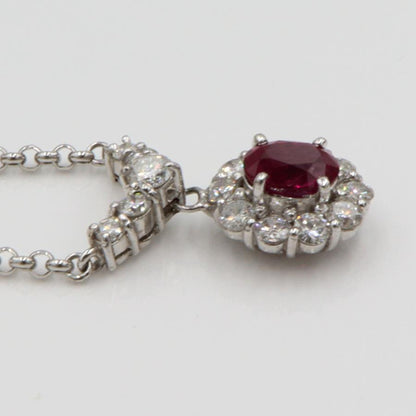 Pt900/Pt850ルビーネックレス　R1.04ct　D0.93ct　ネックレス長さ40cm　重量8.31ｇ(石の重量含む)　レディース（中古）