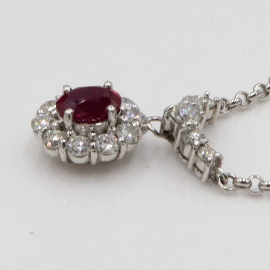Pt900/Pt850ルビーネックレス　R1.04ct　D0.93ct　ネックレス長さ40cm　重量8.31ｇ(石の重量含む)　レディース（中古）