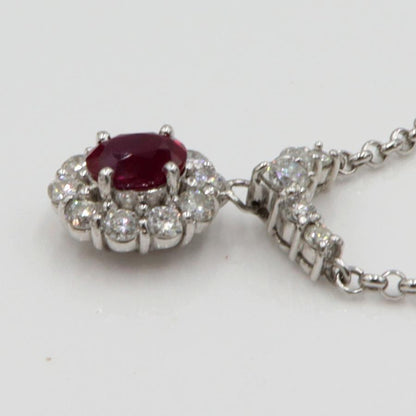 Pt900/Pt850ルビーネックレス　R1.04ct　D0.93ct　ネックレス長さ40cm　重量8.31ｇ(石の重量含む)　レディース（中古）