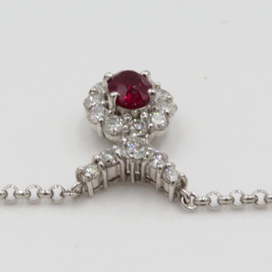 Pt900/Pt850ルビーネックレス　R1.04ct　D0.93ct　ネックレス長さ40cm　重量8.31ｇ(石の重量含む)　レディース（中古）