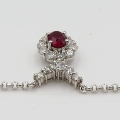 Pt900/Pt850ルビーネックレス　R1.04ct　D0.93ct　ネックレス長さ40cm　重量8.31ｇ(石の重量含む)　レディース（中古）