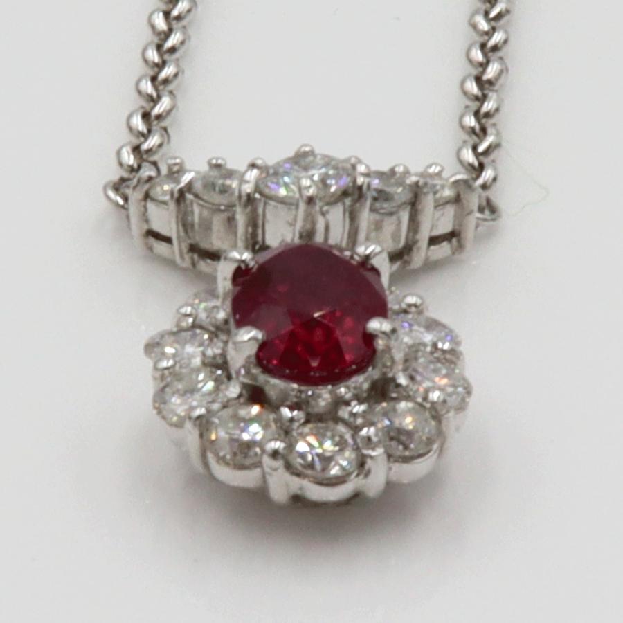 Pt900/Pt850ルビーネックレス　R1.04ct　D0.93ct　ネックレス長さ40cm　重量8.31ｇ(石の重量含む)　レディース（中古）