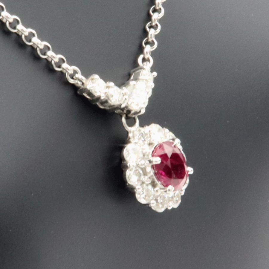 Pt900/Pt850ルビーネックレス　R1.04ct　D0.93ct　ネックレス長さ40cm　重量8.31ｇ(石の重量含む)　レディース（中古）