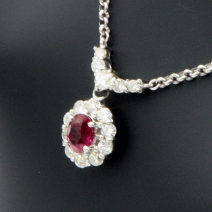 Pt900/Pt850ルビーネックレス　R1.04ct　D0.93ct　ネックレス長さ40cm　重量8.31ｇ(石の重量含む)　レディース（中古）