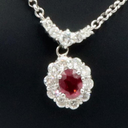 Pt900/Pt850ルビーネックレス　R1.04ct　D0.93ct　ネックレス長さ40cm　重量8.31ｇ(石の重量含む)　レディース（中古）